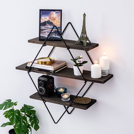 Hanah Home Erysimum Estantería de Pared Negro y Nogal